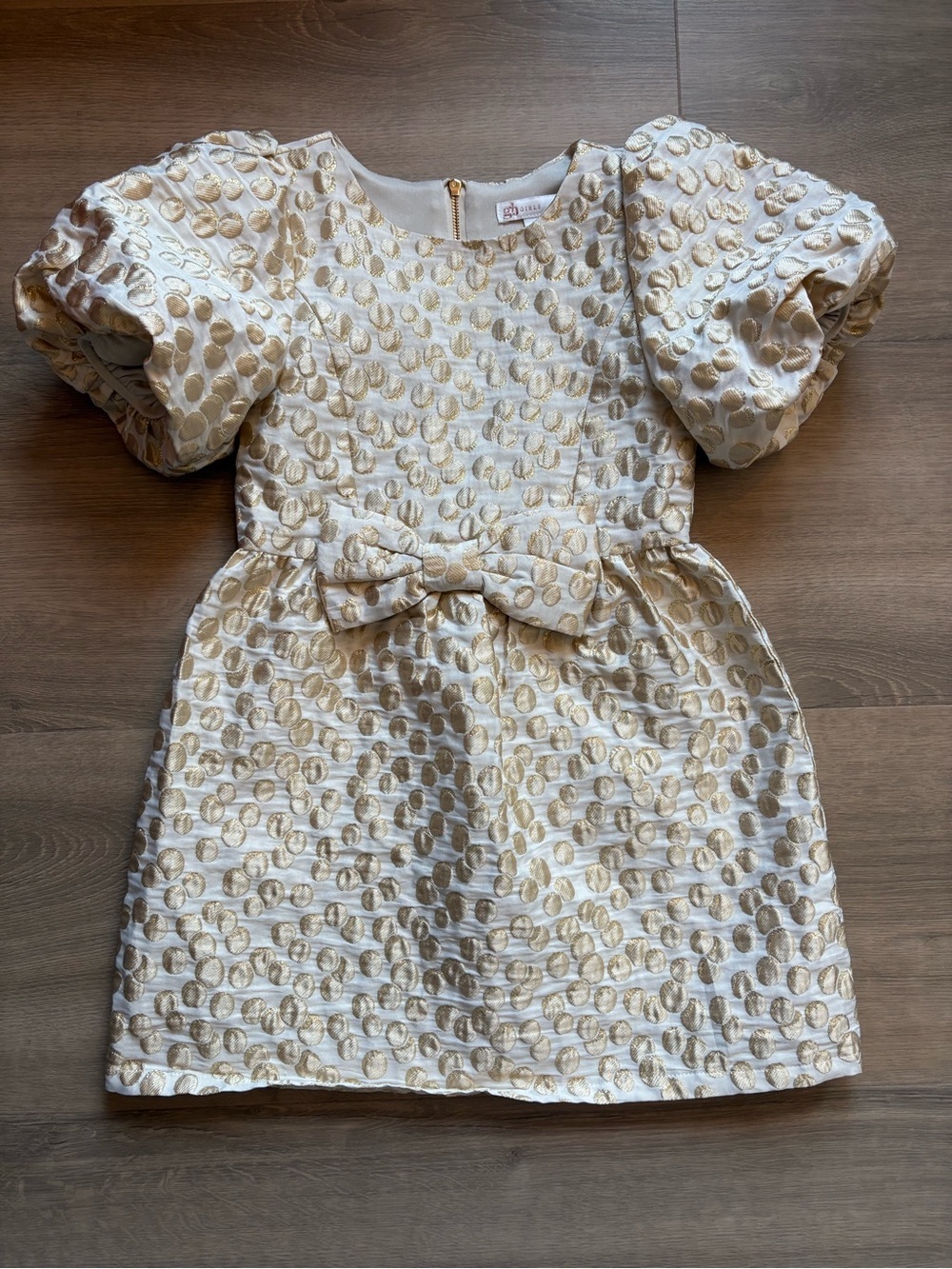 Gold Dot Jacquard Party Dress